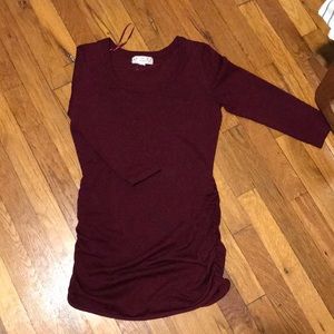 Wine red stretchy sweater dress
